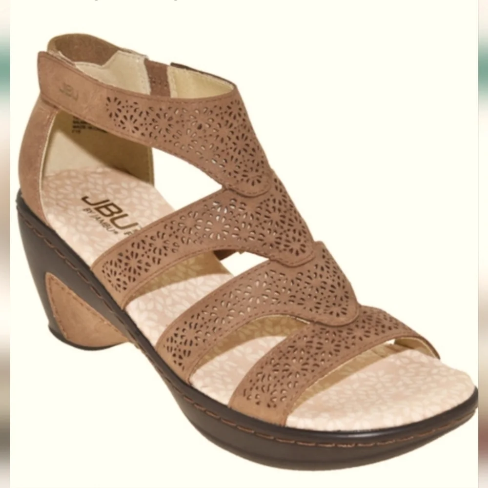 JBU byJAMBU Bianca Tan Wedge Strappy Sandal sz 9.5 - Picture 1 of 16